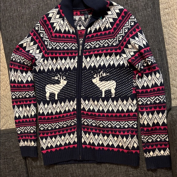 Tommy Hilfiger Sweaters - Tommy Hilfiger Navy and Pink Zip-Up Sweater